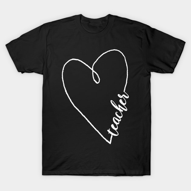 Teacher Shirt Heart Gift T-Shirt by Alison Cloy